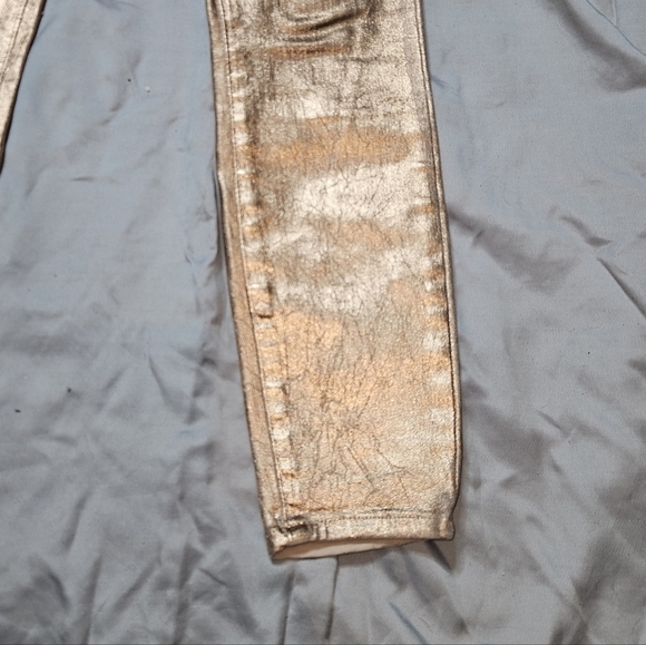L'AGENCE Margot High-rise Petal Light Rose Gold Foil Ankle Skinny Jeans size 25 - Picture 7 of 11